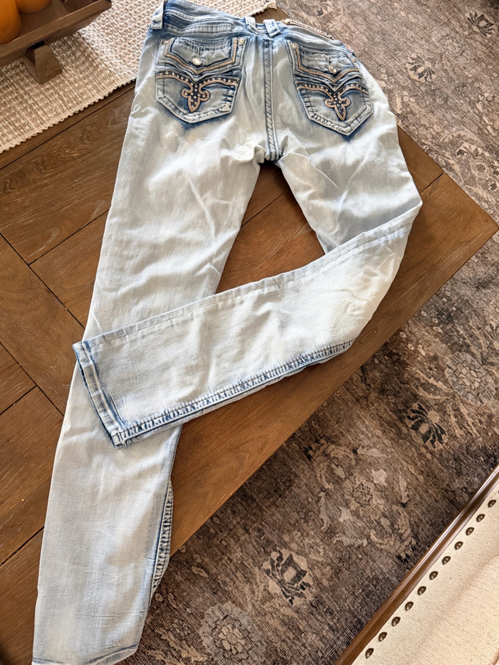Rock Revival Raven Low Rise Light Blue Straight Leg Jeans